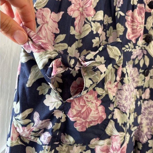 Vintage 90s Laura Ashley Floral Cotton Jumpsuit Pockets Made in Ireland Medium - Picture 5 of 10